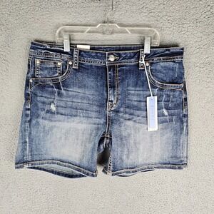 Grace Shorts Mens 34 Blue Denim‎ Ripped Stretch Comfort Thick Stitch Easy Fit